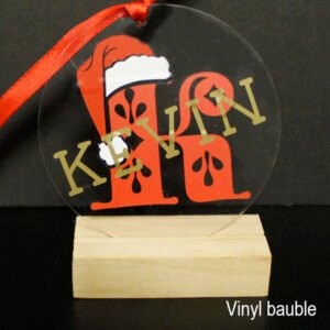Santa hat Name acrylic flat bauble